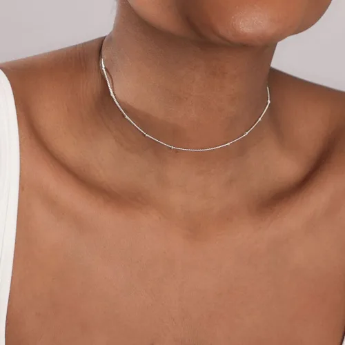 Vista 4 de CAROVO Gargantilla para mujer, delicado collar chapado en oro de 14 quilates, con lentejuelas y puntos brillantes, caja de clip satélite, collares