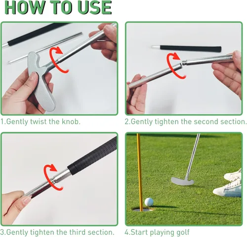 Vista 4 de QPPKI Putter de golf – Putter bidireccional de 33 pulgadas para mano izquierda/derecha, con pelotas de práctica, juego combinado de golf