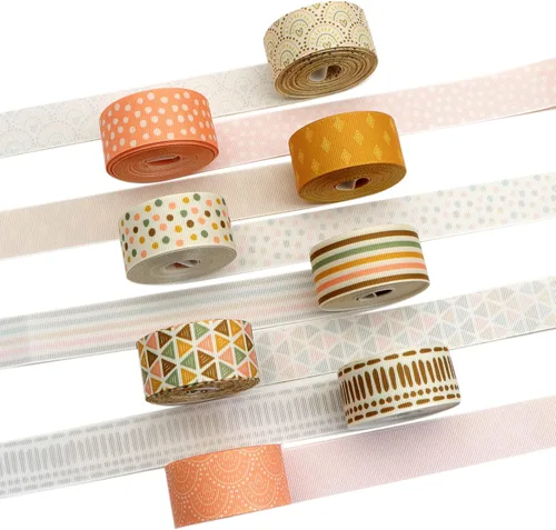 Vista 3 de David accessories Cinta de cinta de rayas de puntos de 1 pulgada de ancho x 40 yardas en total, 8 rollos de 5 yardas para bricolaje hecha a mano