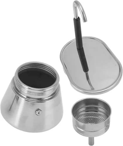 Vista 8 de Olla - Cafetera de café expreso, cafetera italiana, cafetera de acero inoxidable con gran capacidad de 16.9 fl oz, fácil de operar y compacta