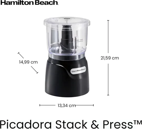 Vista 7 de Hamilton Beach - Picador de verduras eléctrico y mini procesador de alimentos, 3 tazas, 350 vatios, para picar, cortar y hacer puré, negro (72850)