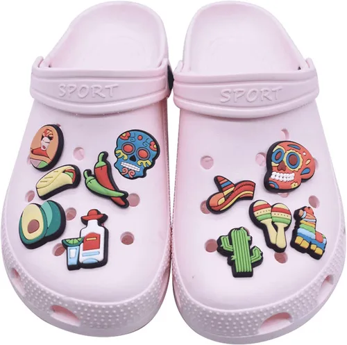 Vista 8 de 100Pcs Mexican Inspired Croc Decoration Charms-Mexican Shoe Charms for Croc Sandals, Mexican Croc Pins for Teen kids Adults Women Men Boys Girls