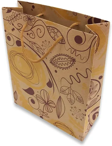 Vista 7 de 888 Display USA, Inc 6 bolsas de papel de 7.5 x 3 x 9.5 pulgadas de alto, diseño floral negro sobre papel Kraft, bolsas