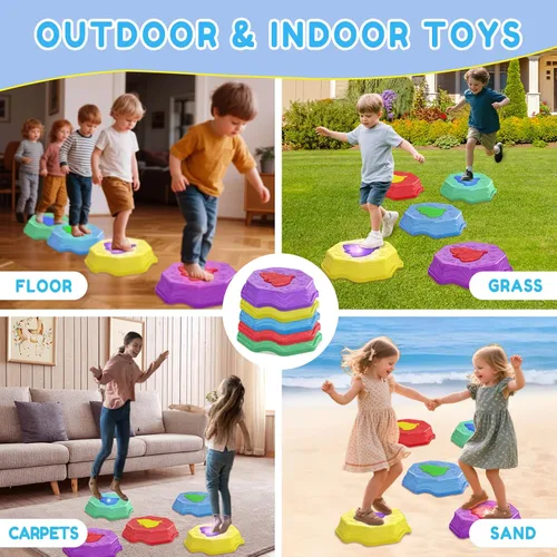 Vista 7 de Piedras Saltarinas para Niños con Luz y Música, Juguete Sensorial para Pequeñitos para Curso de Obstáculos y Coordinación, Regalos de Cumpleaños