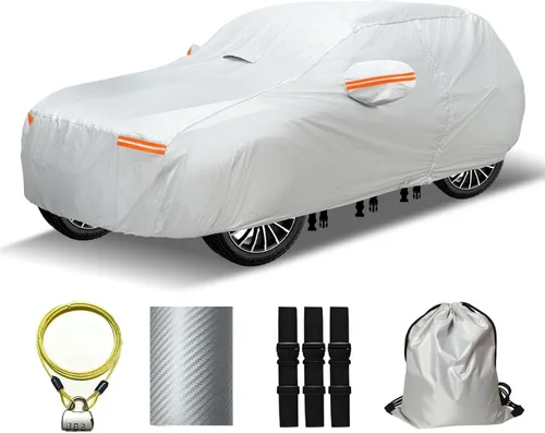 Vista 10 de Funda para coche SUV de 30 capas para automóviles, impermeable para todo tipo de clima, protección UV, resistente a la nieve, resistente al viento