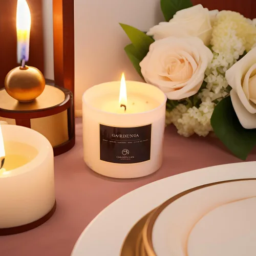 Vista 2 de Chloefu LAN Vela Perfumada Premium con Aroma a Gardenia para Hombres y Mujeres, Altamente Perfumada, 7.1 onzas 45 Horas de Larga Duración, Velas