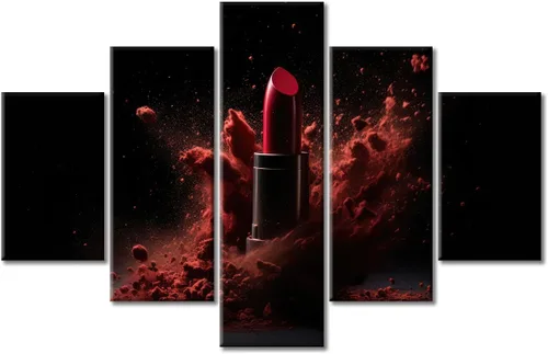 Vista 41 de Póster abstracto de labios de niña, cuadros dorados sobre lienzo, arte de pared, hermosos pósteres e impresiones en lienzo de 5 piezas, arte