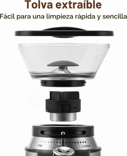 Vista 4 de Secura Molinillo de café eléctrico cónico con 17 ajustes de molienda de francés a expreso, negro