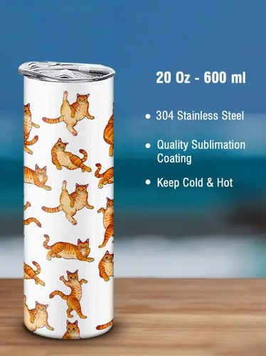 Vista 4 de WIRESTER Vaso recto de acero inoxidable delgado de 20 onzas con tapa, vaso de viaje para bebidas frías y calientes, posturas divertidas y divertidas