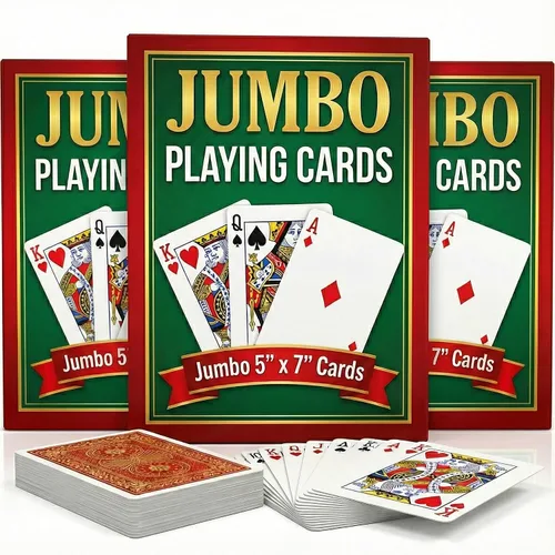 Vista 7 de Bedwina Naipes gigantes jumbo, cartas de juego de letras grandes para personas mayores, niños y adultos, baraja divertida de juegos de cartas