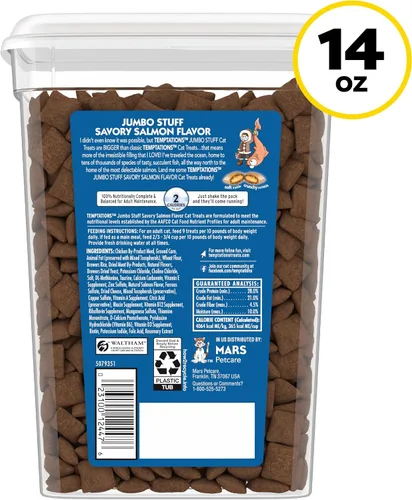 Vista 9 de Temptations Jumbo Stuff - Golosinas crujientes y suaves para gatos, salmón, 14 onzas Bigger than Classic Temptations, crunchy outside, soft