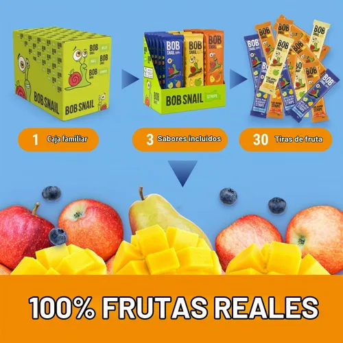 Vista 5 de Paquete variado de 30 tiras de carne seca de cuero de frutas, aperitivos azul/amarillo/naranja