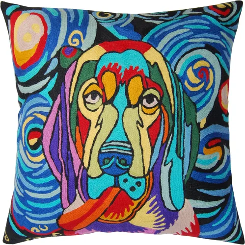 Vista 15 de Funda de almohada lumbar Picasso - Cojín abstracto de gatitos azules - Lana bordada a mano tamaño 14 x 20 Almohada lumbar Blue Cats