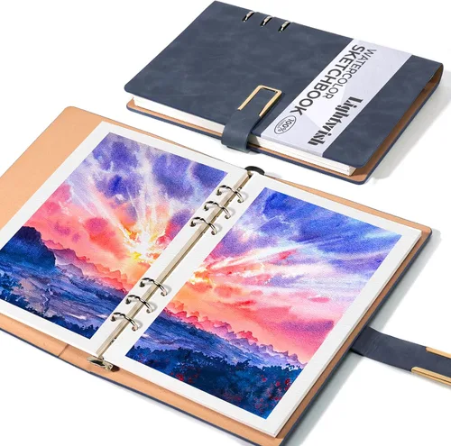 Vista 15 de Libro de bocetos de acuarela Lightwish, 100% algodón sin ácidos, papel de acuarela prensado en frío de 300 gsm/140 lb para artistas, adultos