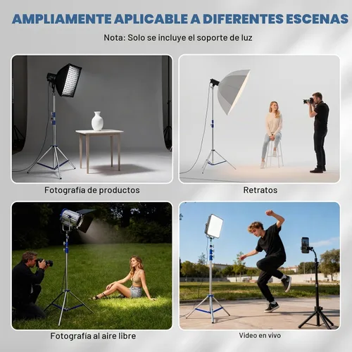 Vista 7 de Soporte de Luz para Fotografía, Soporte de Trípode de Acero Inoxidable Resistente de 10.5 pies/320 cm con Tornillo Universal de 1/4” a 3/8”, Soporte