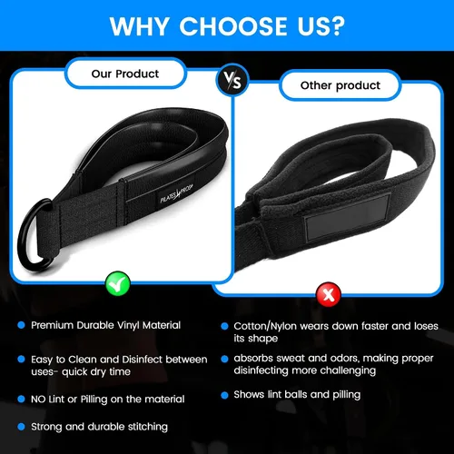Vista 6 de Correas de doble bucle cubiertas de vinilo para equipos de pilates, correas acolchadas con anillo en D para entrenamiento de gimnasio en estudio