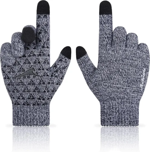 Vista 6 de Achiou Winter Gloves for Men and Women, Touchscreen Soft Knit Gloves Camello almendra