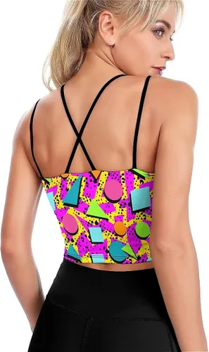 Vista 2 de Sujetadores deportivos de alto impacto para mujer, de línea larga, acolchados, para entrenamiento, correr, con soporte para yoga, camiseta sin