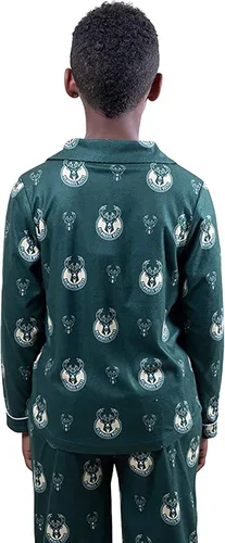 Vista 2 de Ultra Game NBA Boys 2-Piece Loose-fit Button Down Pajamas Set (Sizes 4-20)