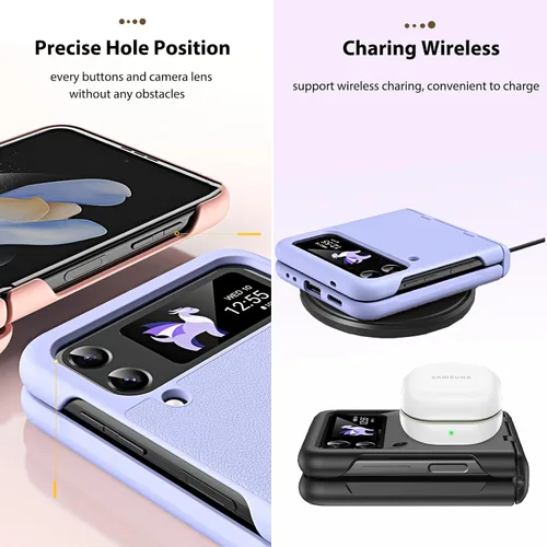 Vista 6 de Miimall Funda compatible con Galaxy Z Flip 4, delgada, resistente a las caídas, antiarañazos, bisagra, protección de grado militar, funda