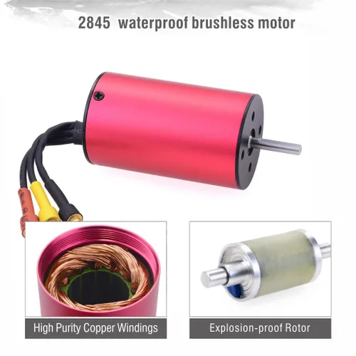 Vista 3 de KingVal Reemplazo 2845 3400KV Eje de motor sin escobillas impermeable 0.125 in compatible con 1/14 RC Car