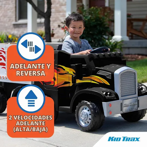 Vista 7 de Kid Trax 12V Semi Truck Ride On Toys w/Detachable Cargo Trailer, Black