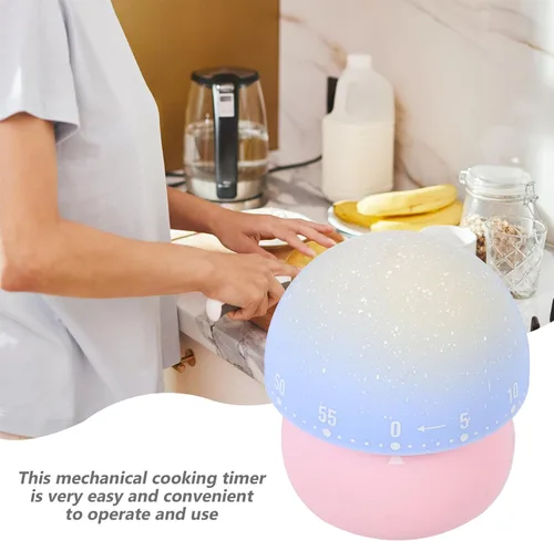 Vista 6 de Toyvian Temporizador mecánico de cocina de hongos, bonito diseño de dibujos animados para cocinar, hornear y gestionar en la cocina del hogar