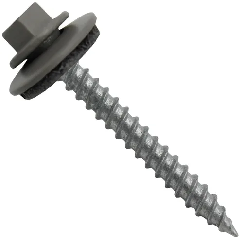 Vista 57 de 12 tornillos para techos de metal gris ABC de 1-1/2 pulgadas, cabezal de arandela hexagonal, arranque automático/roscado, arandela EPDM. 1 bolsa