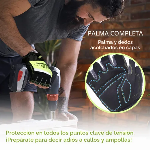 Vista 2 de AIGEVTURE Guantes de trabajo sin dedos para hombres, guantes de trabajo Framer, multiusos, ajuste de rendimiento, transpirables, duraderos Verde
