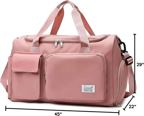 Vista 9 de Bolsa deportiva de gimnasio con compartimento para zapatos, bolsa de viaje con bolsillo separado seco húmedo para hombres y mujeres, bolsa de noche