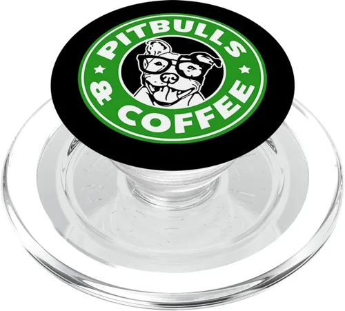 Vista 8 de PitBulls y café gracioso para Pit Bull Papá o Pitbull mamá – popsockets agarre y soporte para teléfonos y tabletas, Negro