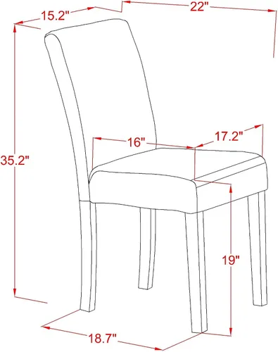 Vista 13 de East West Furniture ANAB3-AWA-05 - Juego de mesa de comedor moderno de 3 piezas, incluye una mesa de cocina redonda con pedestal y 2 sillas