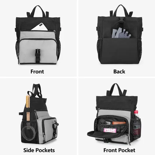 Vista 3 de PGmoon Bolsa de tiza grande para escalada en roca y boulder con forro de papel de aluminio, cierre magnético, múltiples bolsillos, 2 soportes
