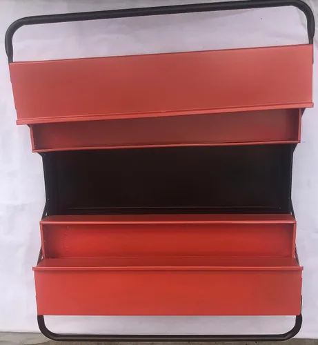 Vista 6 de CARLTONMAN Caja de herramientas portátil de 3 capas y 5 bandejas de 21 pulgadas, organizador universal de herramientas plegable, cuerpo de metal
