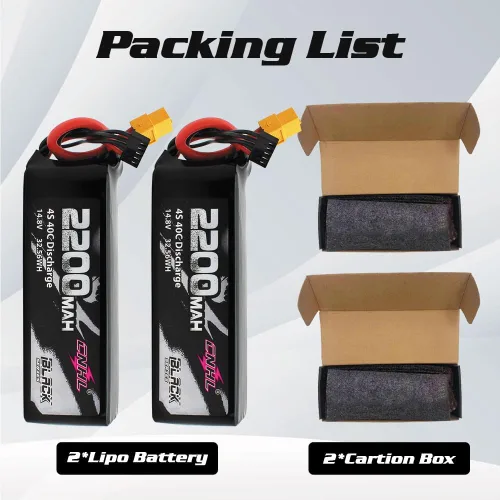 Vista 6 de CNHL Batería Lipo de 2200 mAh 4S 40C 14.8V batería lipo con XT60 para avión RC RC Quadcopter RC Evader BX Car Truggy Truck Boat (2 paquetes)