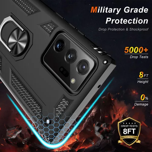 Vista 2 de LUMARKE Funda protectora para Galaxy Note 20 Ultra, supera 16 pies, prueba de caídas, grado militar, resistente con soporte de anillo magnético Negro