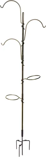 Vista 8 de Yard Butler YT-5 Jardín colgante para árbol de patio, tres ganchos de pastor para colgar plantas al aire libre o interior, dos soportes circulares