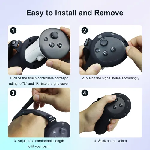 Vista 7 de Aolukytech Adjustable VR 3 Head Strap and Controller Grips Accessories Compatible with Meta Quest 3, Lightweight and Comfortable VR Headset Strap