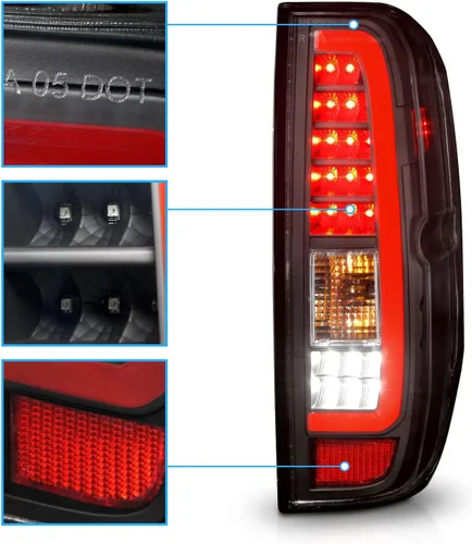 Vista 4 de AmeriLite para 2005-2021 Nissan Frontier D40 2009-2012 Suzuki Equator C-Type LED Negro Conjunto de Reemplazo de Luces Traseras - Lado del Pasajero