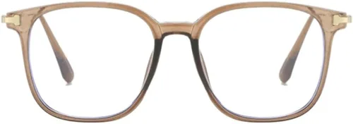 Vista 3 de Shiratori Square Blue Light Blocking Glasses for Women Men, Lightweight Frame Anti Eyestrain Computer Glasses Marrón