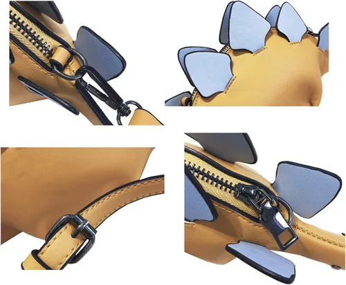Vista 7 de QZUnique Bolso de hombro de tiburón de dinosaurio para mujer, diseño de animales 3D, con cremallera, bolso cruzado tipo mensajero para niña