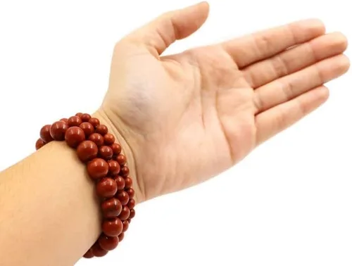 Vista 2 de Pulsera de jaspe rojo auténtico AAA natural, jaspe rojo sol natural, curación de cristal, pulsera de fertilidad, riqueza abundante, armonía