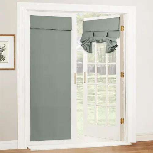 Vista 23 de RYB HOME 2 paneles 100% opacos para puerta de aula, 8 pulgadas de ancho x 36 pulgadas de largo, color beige biscotti, sin taladro, para ventana