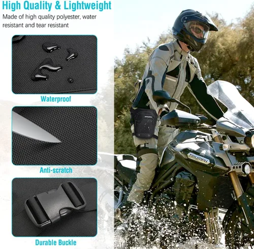 Vista 3 de HUANLANG Bolsa de pierna caída para hombres y mujeres, bolsa de muslo para motocicleta con arnés de pierna extraíble para actividades al aire libre