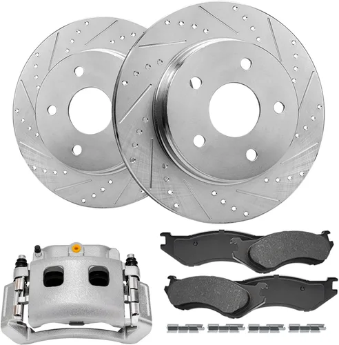 Vista 71 de Detroit Axle - Rotores de freno para Ford 2013-2019 Explorer Taurus Flex Lincoln MKT MKS, rotores de freno de disco ranurados perforados de repuesto