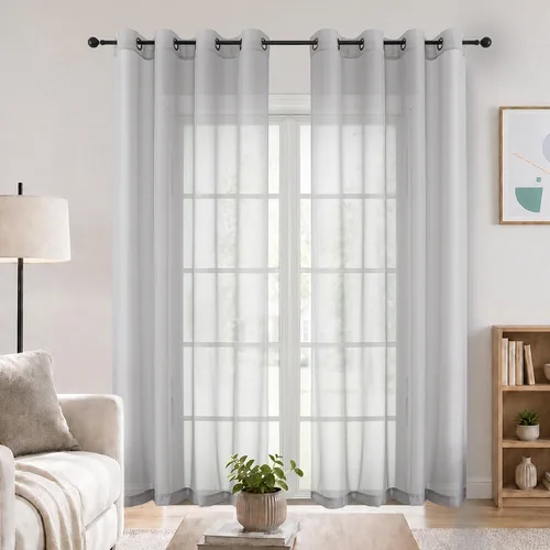 Vista 27 de OWENIE Cenefa transparente con ojales negros para ventanas, 2 paneles de 52