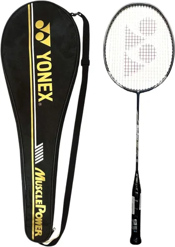 Vista 2 de Yonex Raqueta de bádminton Muscle Power Series con raquetas preencordadas de alta tensión de cubierta completa Negro/blanco