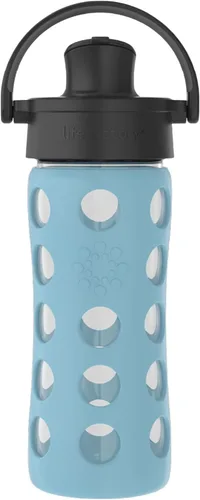 Vista 8 de Lifefactory Botella de agua de vidrio de 12 onzas con tapa abatible activa y funda protectora de silicona, Cantaloupe, 12 onzas