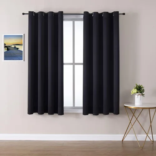 Vista 107 de ChrisDowa - Cortinas cortas para ventana de 40 pulgadas para dormitorio - Cortinas cortas con ojales y aislamiento térmico para oscurecer
