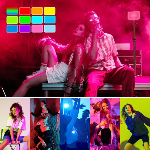 Vista 2 de Torjim Iluminación de video para fotografía RGB, luces de estudio con trípode ajustable, iluminación de 16 colores para grabación de 16